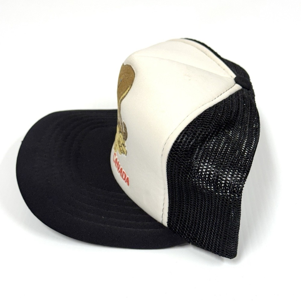 Vintage‎ Mesh Snapback Trucker Hat Canada Cougar hat black and white - Picture 2 of 12